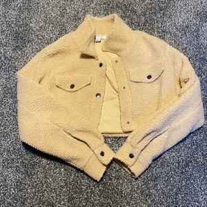 Crop teddy jacket
